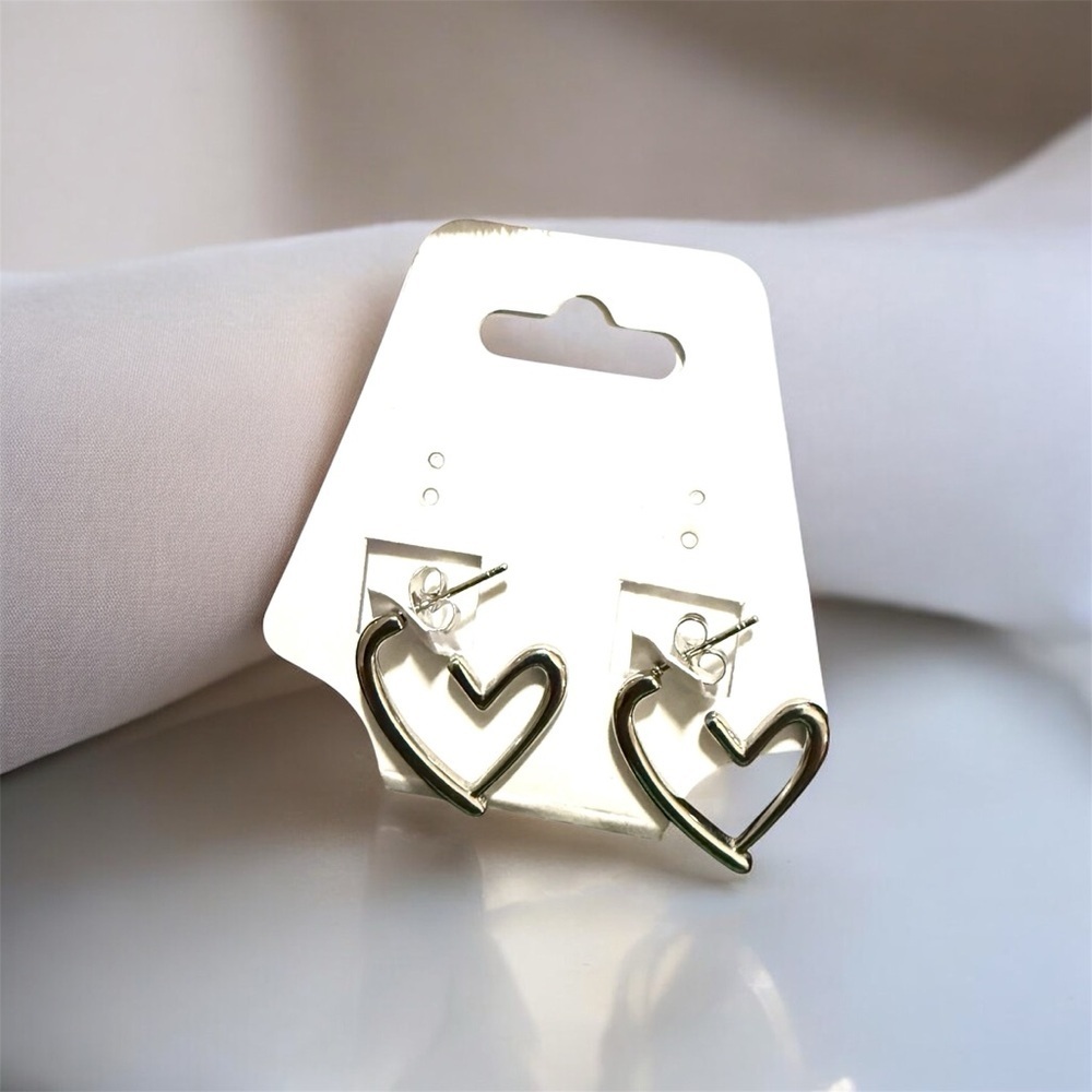 Stainless Steel Open Heart Hoop Earrings Minimalist